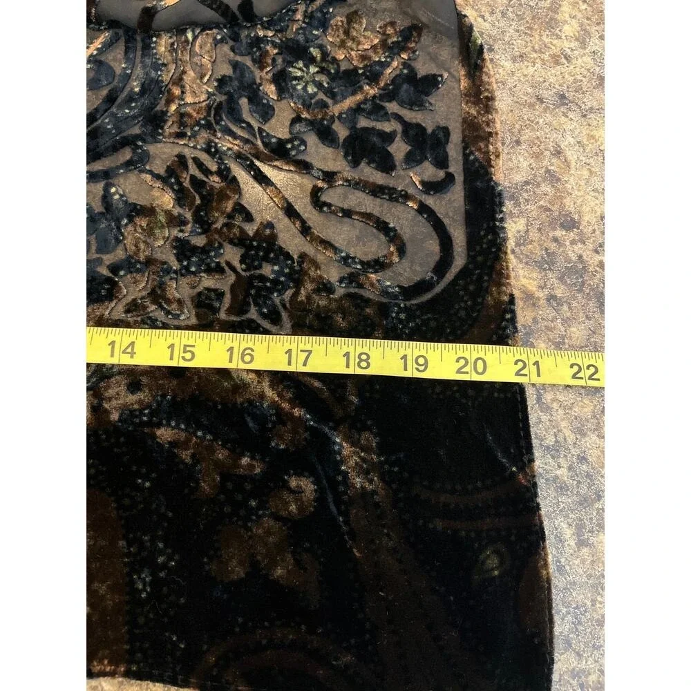 Black Gold Burnout Velvet Scarf Shawl‎ Sheer Wrap Whimsigoth